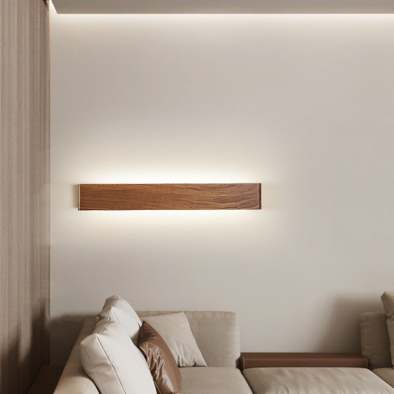 Minimalist Rectangle Wood Aluminum LED Sconce