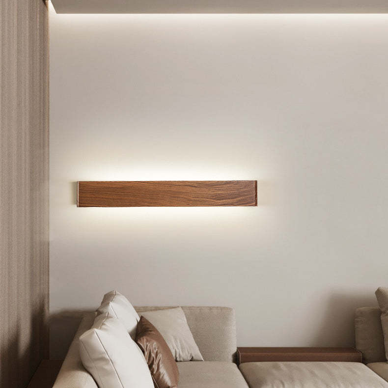 Minimalist Rectangle Wood Aluminum LED Sconce