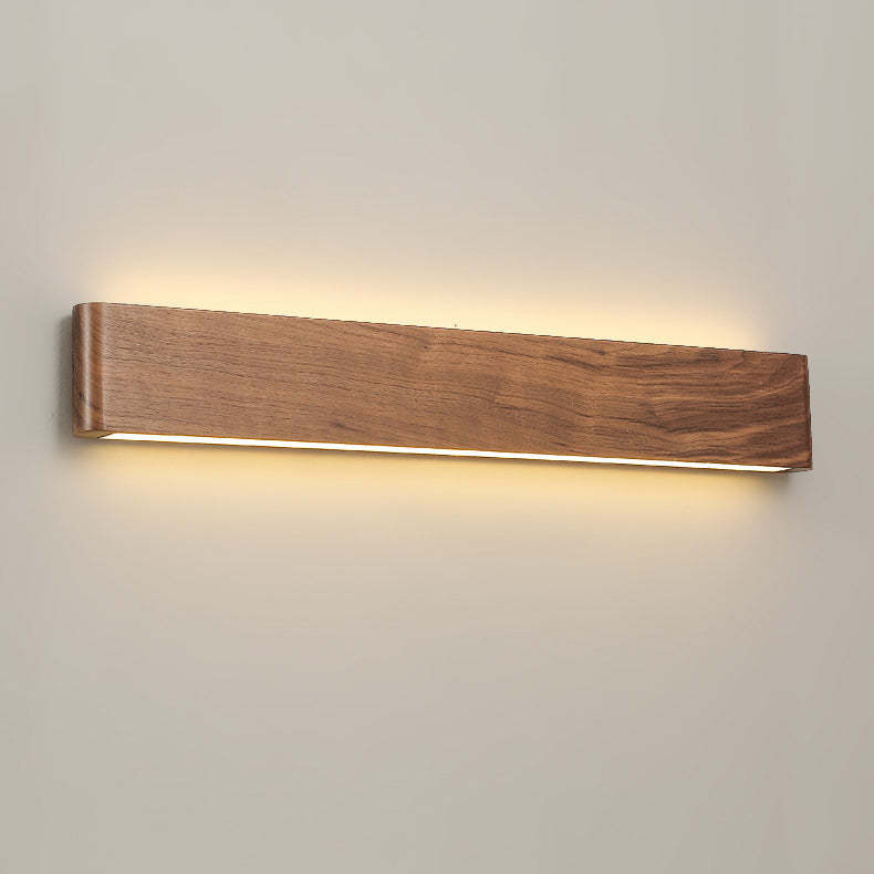 Minimalist Rectangle Wood Aluminum LED Sconce