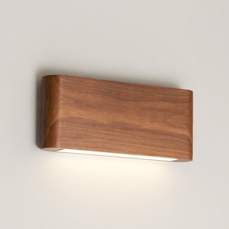 Minimalist Rectangle Wood Aluminum LED Sconce