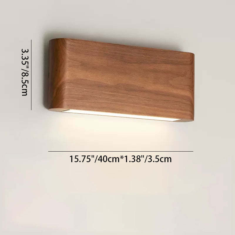 Minimalist Rectangle Wood Aluminum LED Sconce