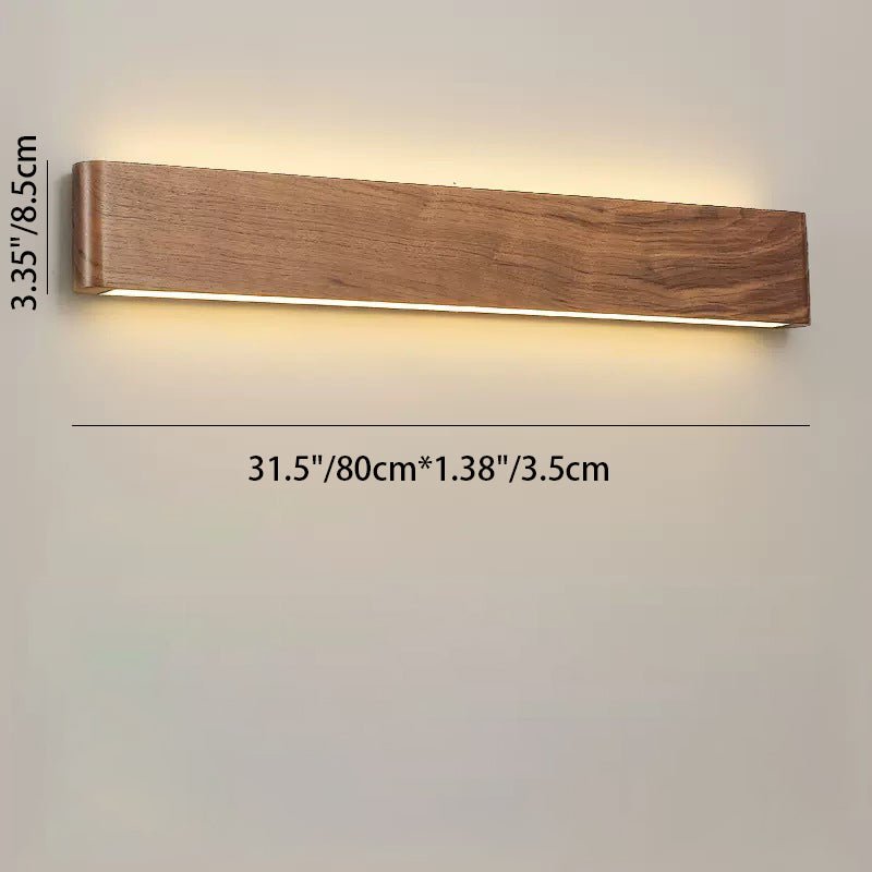 Minimalist Rectangle Wood Aluminum LED Sconce