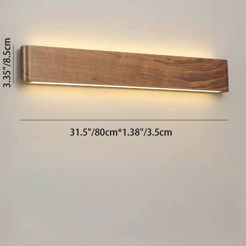 Minimalist Rectangle Wood Aluminum LED Sconce