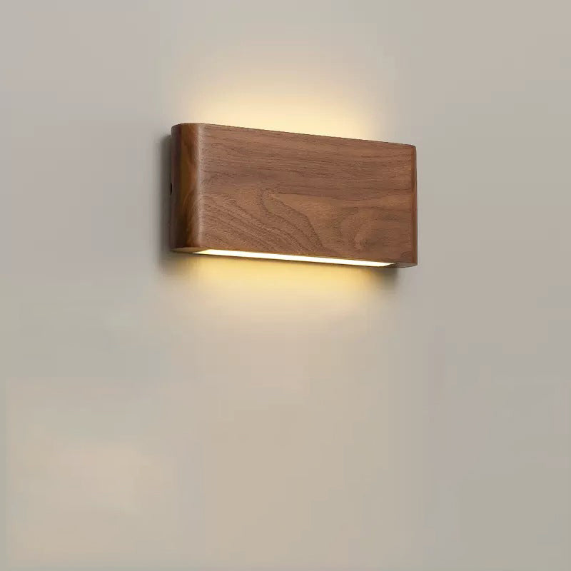 Minimalist Rectangle Wood Aluminum LED Sconce