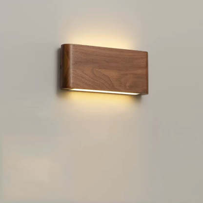 Minimalist Rectangle Wood Aluminum LED Sconce