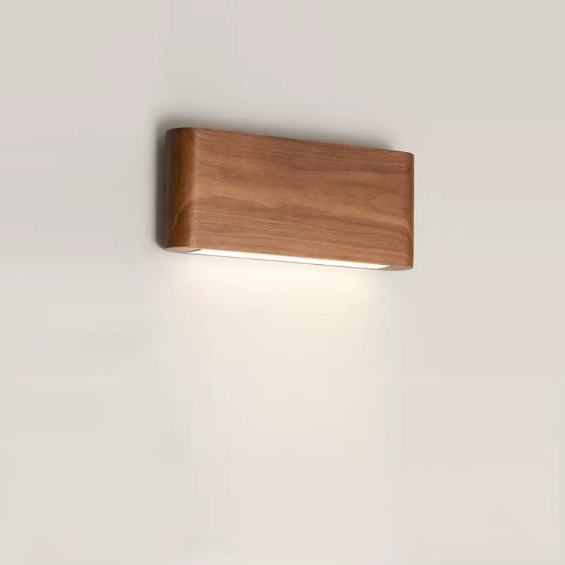 Minimalist Rectangle Wood Aluminum LED Sconce