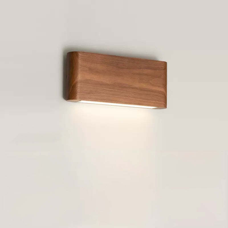 Minimalist Rectangle Wood Aluminum LED Sconce