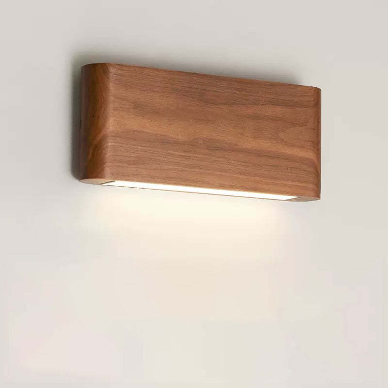Minimalist Rectangle Wood Aluminum LED Sconce