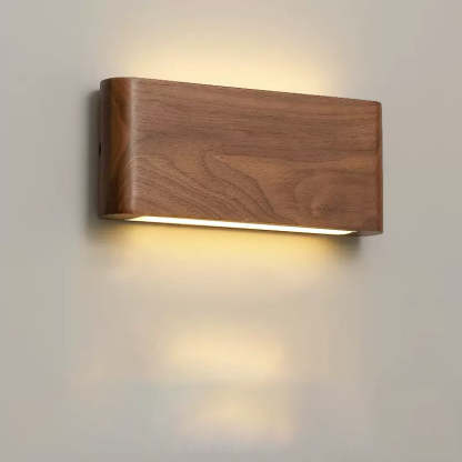 Minimalist Rectangle Wood Aluminum LED Sconce