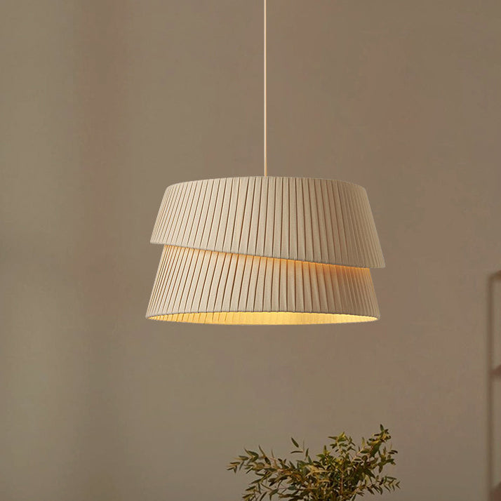 Lighom trapezoidal stripe fabric pendant lighting for bedroom — 17.72" W x 47.24" L x 17.72" H / 220V-240V (UK/AU)