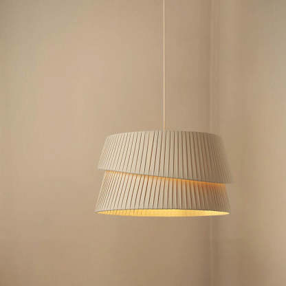 Nordic Cream Trapezoidal Stripe Fabric Pendant Light