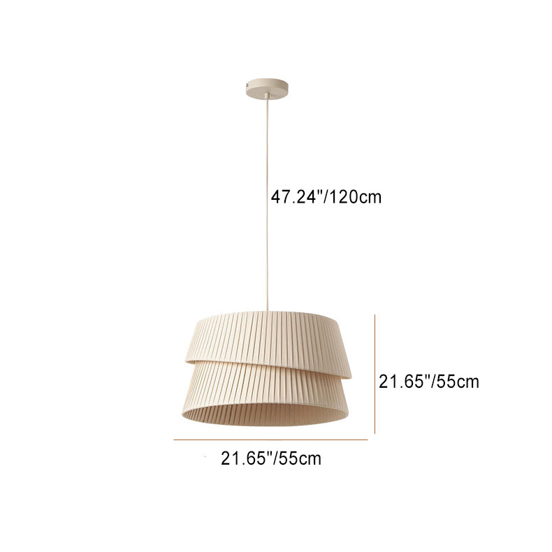 Nordic Cream Trapezoidal Stripe Fabric Pendant Light
