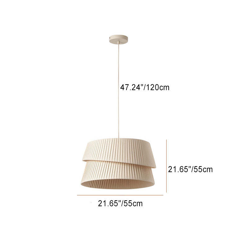 Nordic Cream Trapezoidal Stripe Fabric Pendant Light