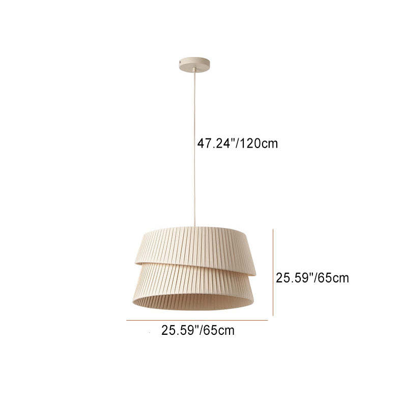 Nordic Cream Trapezoidal Stripe Fabric Pendant Light