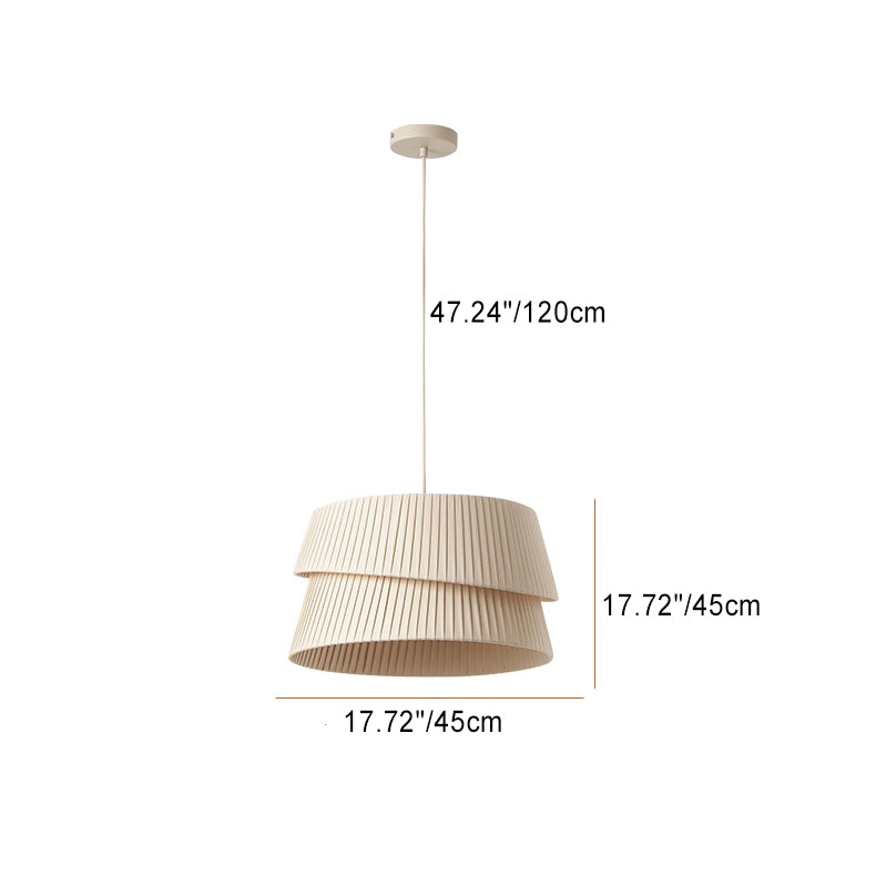 Nordic Cream Trapezoidal Stripe Fabric Pendant Light