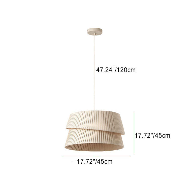 Nordic Cream Trapezoidal Stripe Fabric Pendant Light