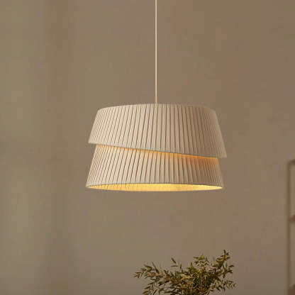 Nordic Cream Trapezoidal Stripe Fabric Pendant Light