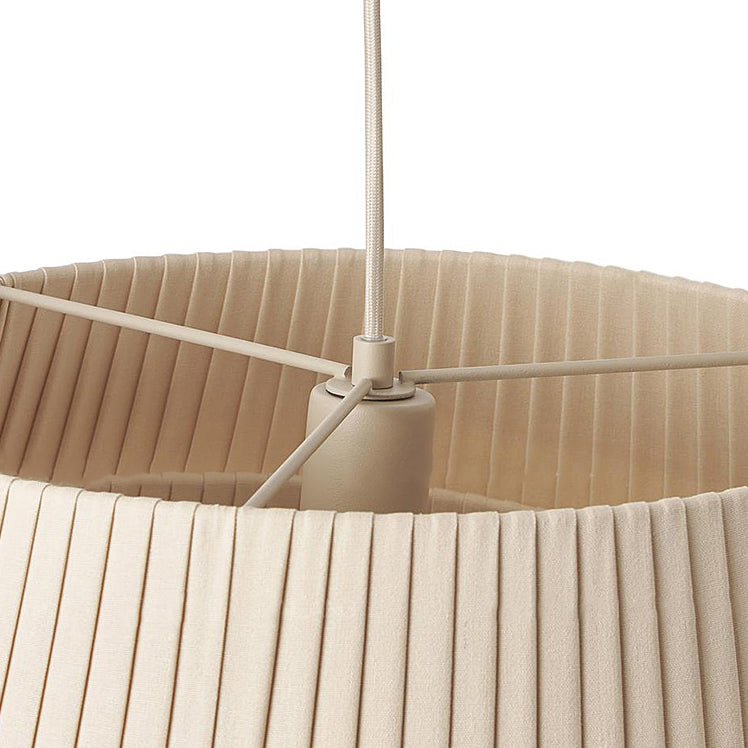 Nordic Cream Trapezoidal Stripe Fabric Pendant Light