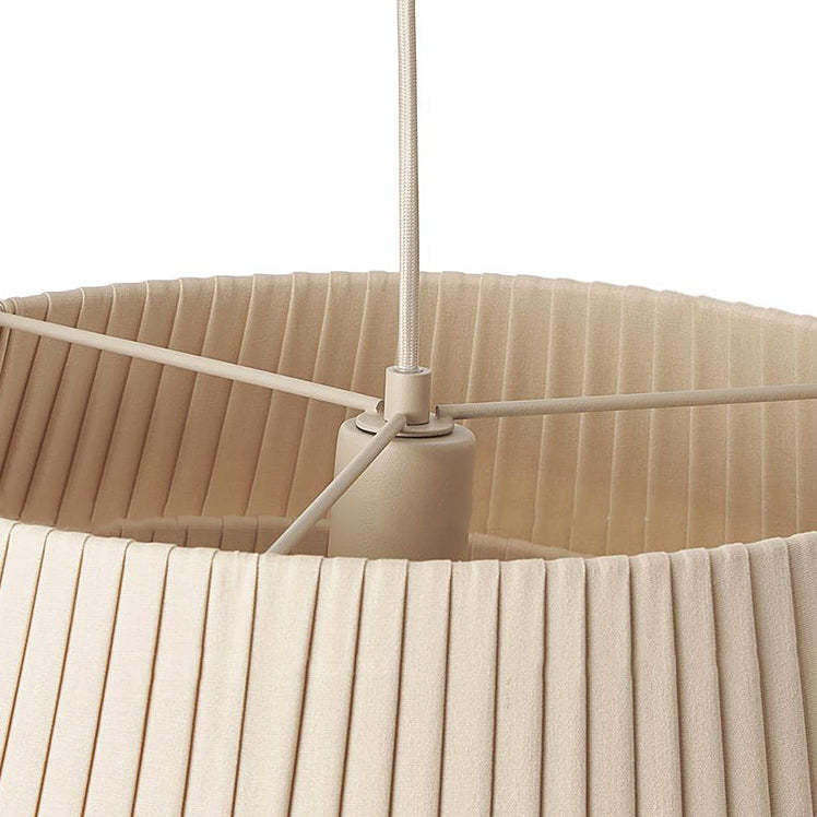 Nordic Cream Trapezoidal Stripe Fabric Pendant Light
