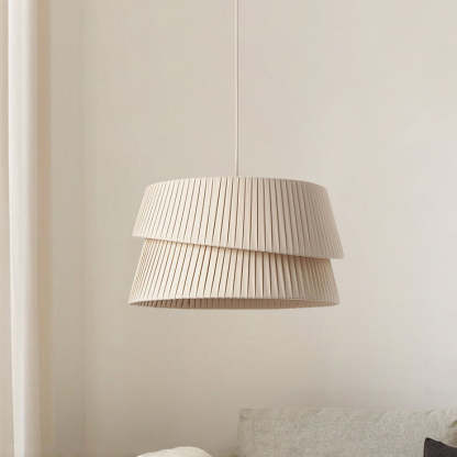 Nordic Cream Trapezoidal Stripe Fabric Pendant Light