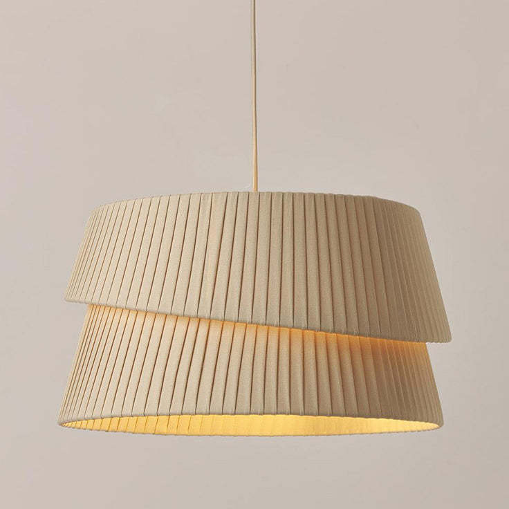 Nordic Cream Trapezoidal Stripe Fabric Pendant Light