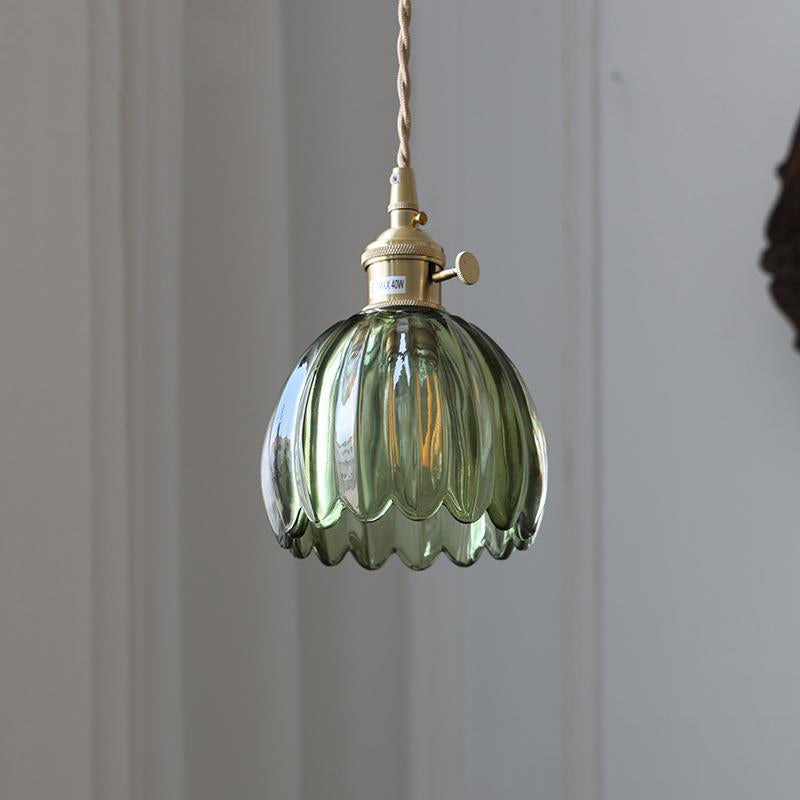 Nordic Flower Glass Iron Brass Pendant