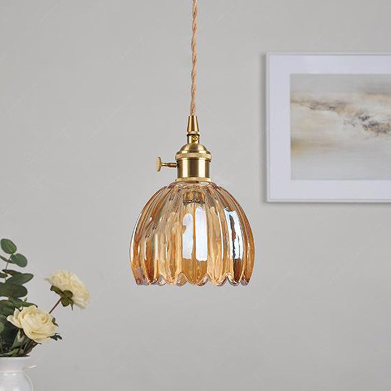 Nordic Flower Glass Iron Brass Pendant