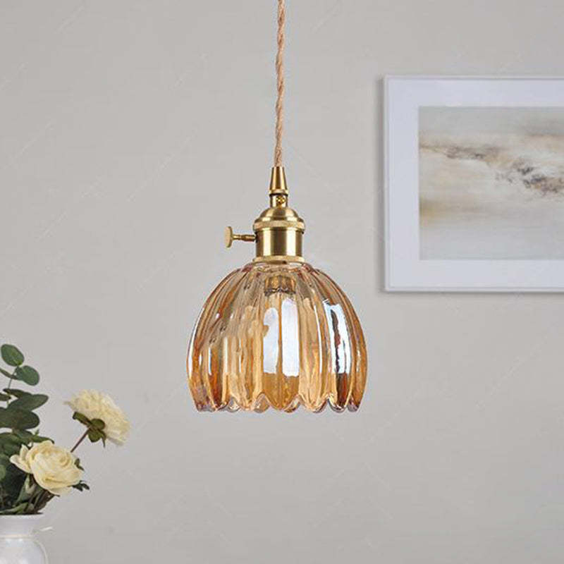 Nordic Flower Glass Iron Brass Pendant