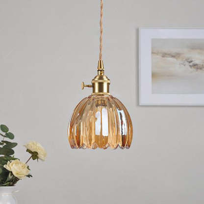 Nordic Flower Glass Iron Brass Pendant