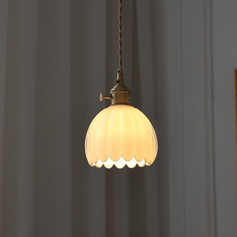 Nordic Flower Glass Iron Brass Pendant