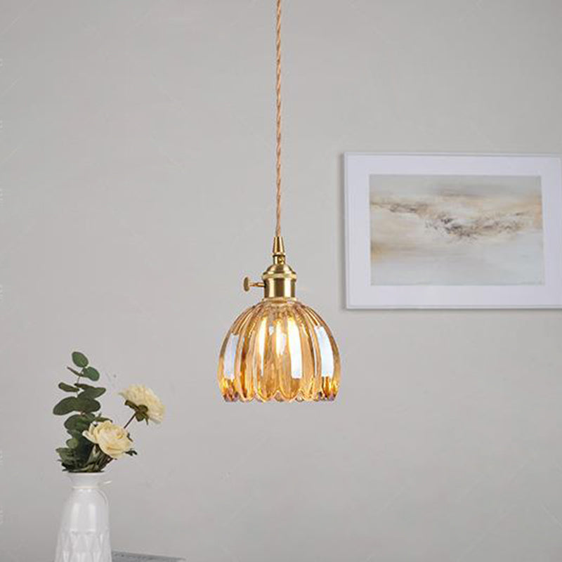 Nordic Flower Glass Iron Brass Pendant