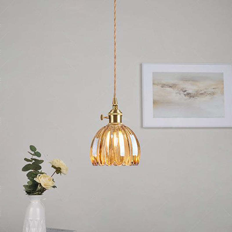 Nordic Flower Glass Iron Brass Pendant