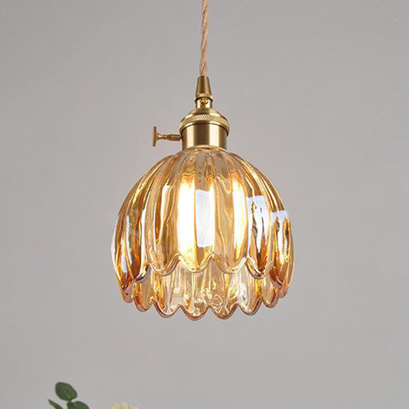 Nordic Flower Glass Iron Brass Pendant