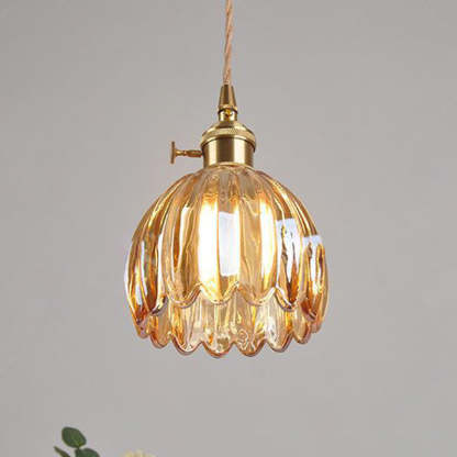 Nordic Flower Glass Iron Brass Pendant