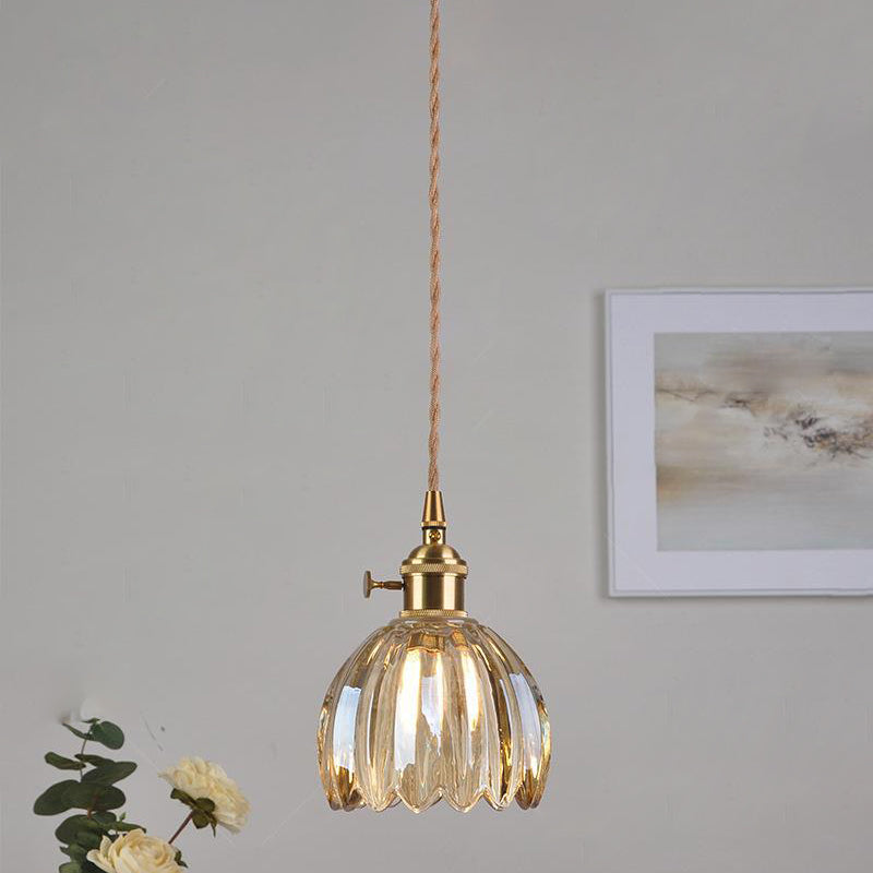 Nordic Flower Glass Iron Brass Pendant