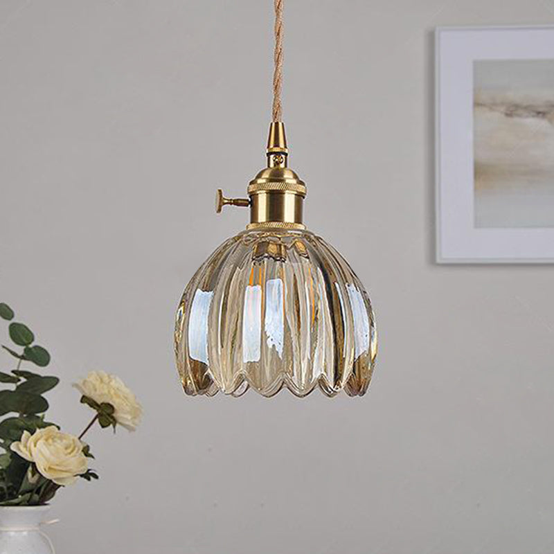 Nordic Flower Glass Iron Brass Pendant