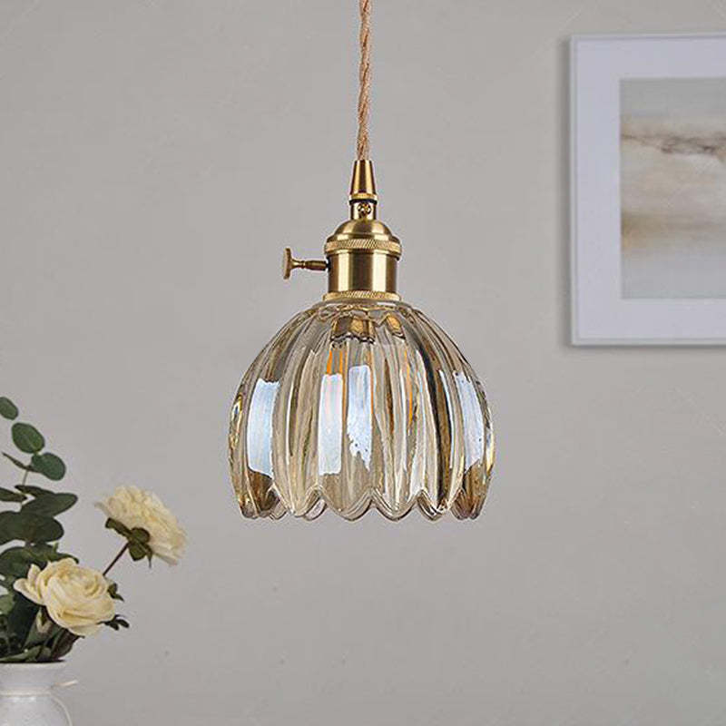 Nordic Flower Glass Iron Brass Pendant
