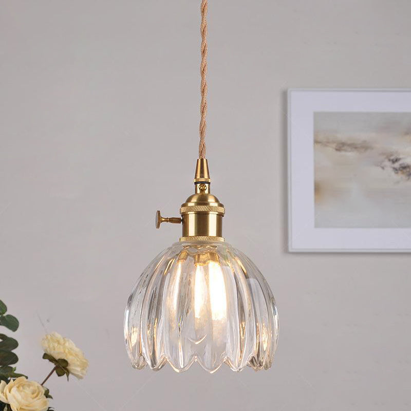 Nordic Flower Glass Iron Brass Pendant