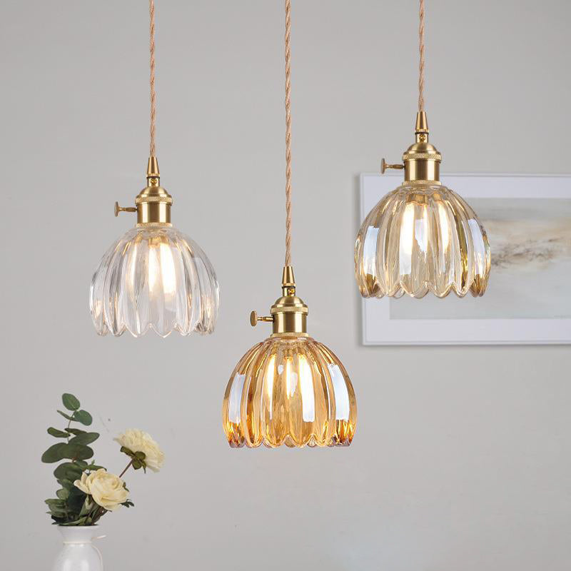 Nordic Flower Glass Iron Brass Pendant