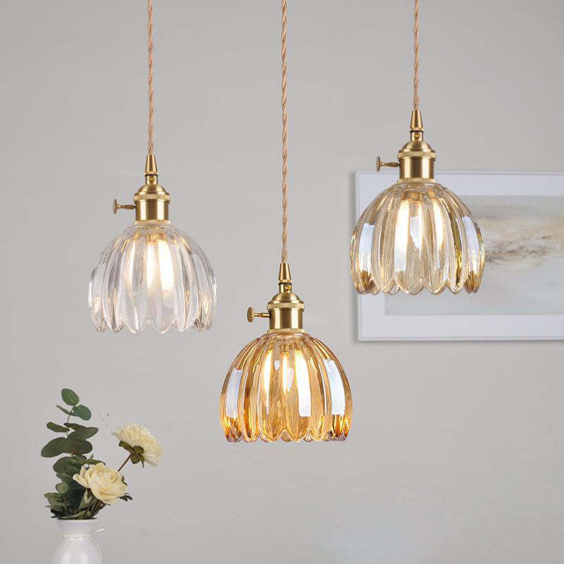 Nordic Flower Glass Iron Brass Pendant