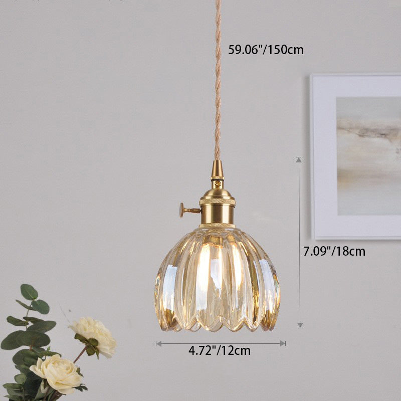 Nordic Flower Glass Iron Brass Pendant