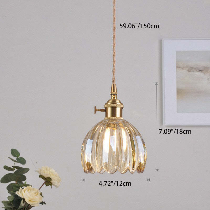 Nordic Flower Glass Iron Brass Pendant