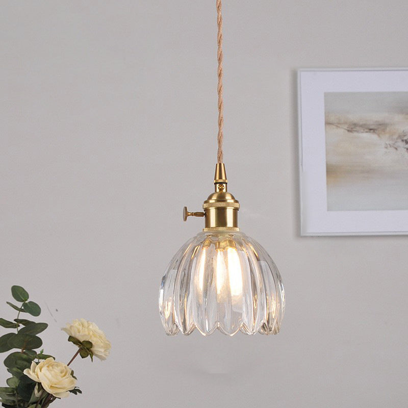 Nordic Flower Glass Iron Brass Pendant