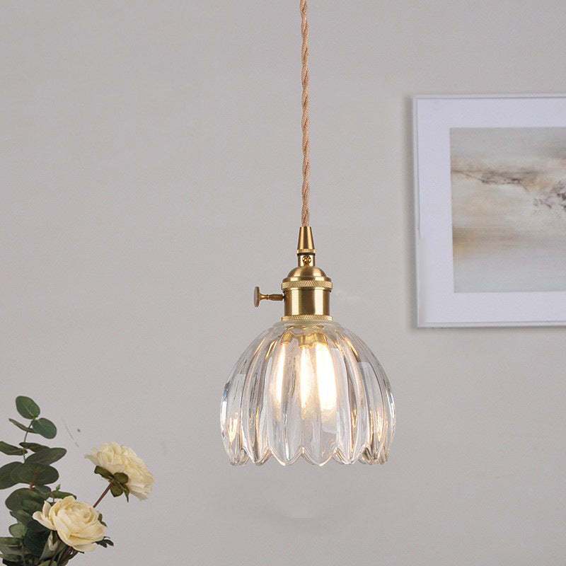 Nordic Flower Glass Iron Brass Pendant