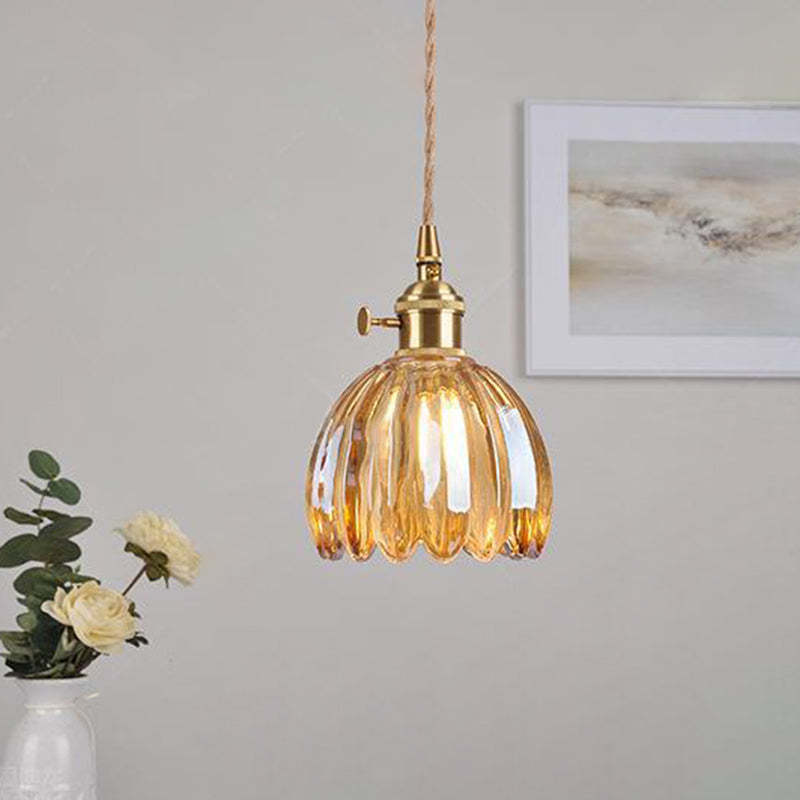 Nordic Flower Glass Iron Brass Pendant