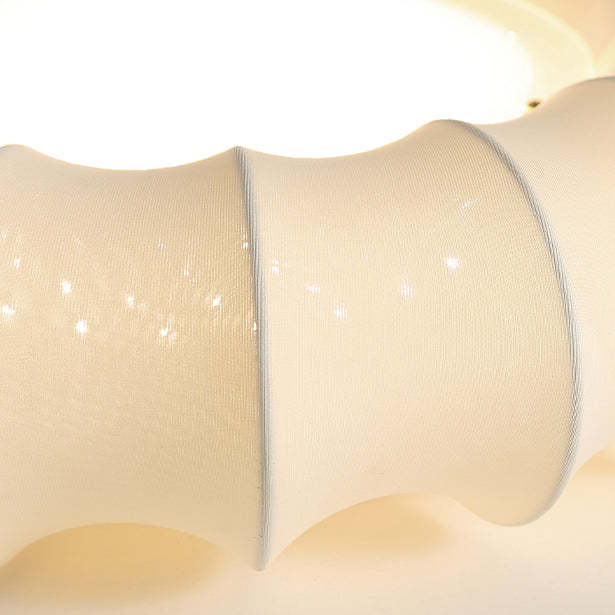 Vintage Silk Iron Wood Circular LED Semi-Flush Ceiling Light