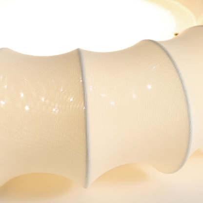 Vintage Silk Iron Wood Circular LED Semi-Flush Ceiling Light