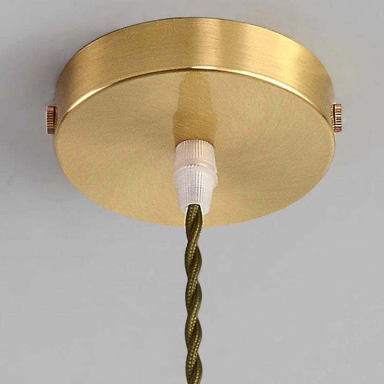 Traditional Rustic Cone Stripe Glass Brass Pendant Light