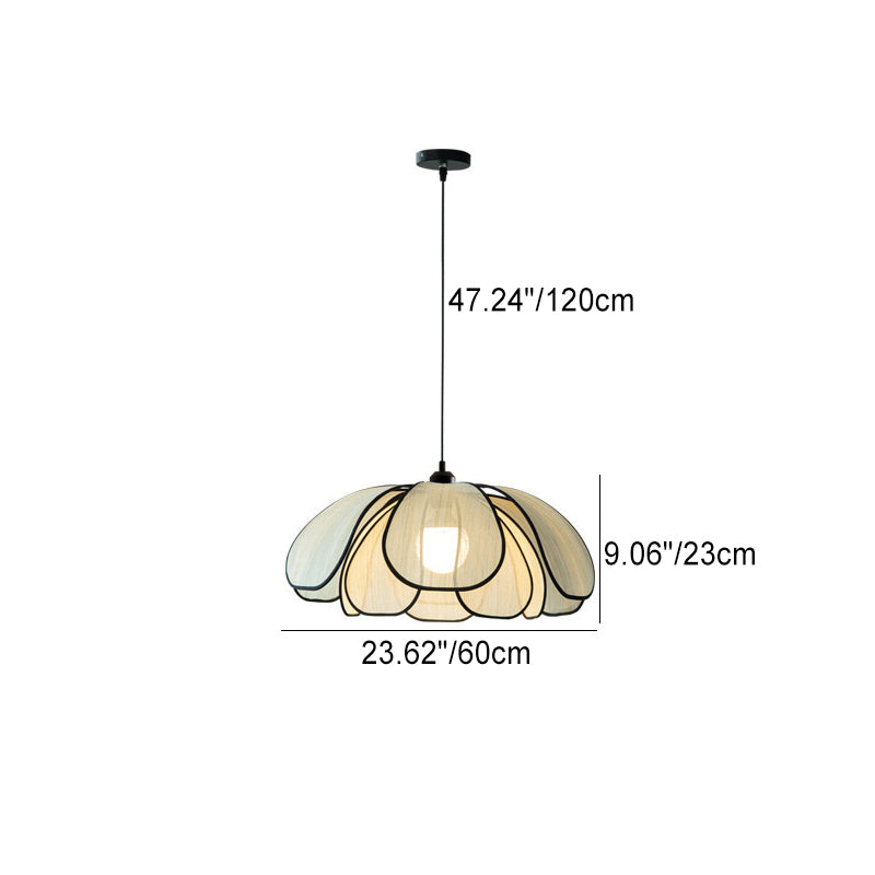 French Petal Botanical Fiber Iron Pendant Light