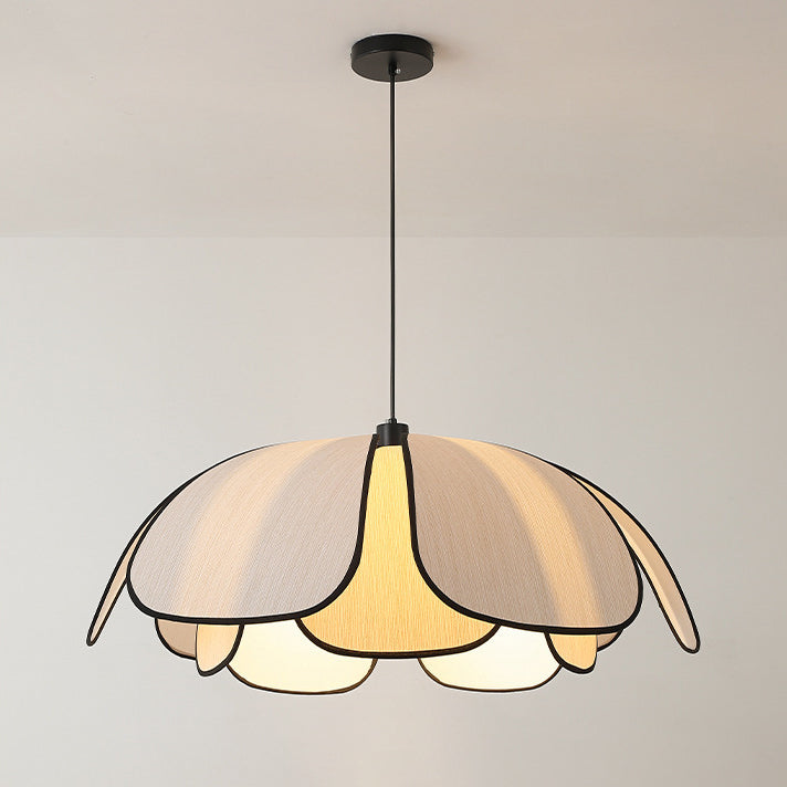 French Petal Botanical Fiber Iron Pendant Light